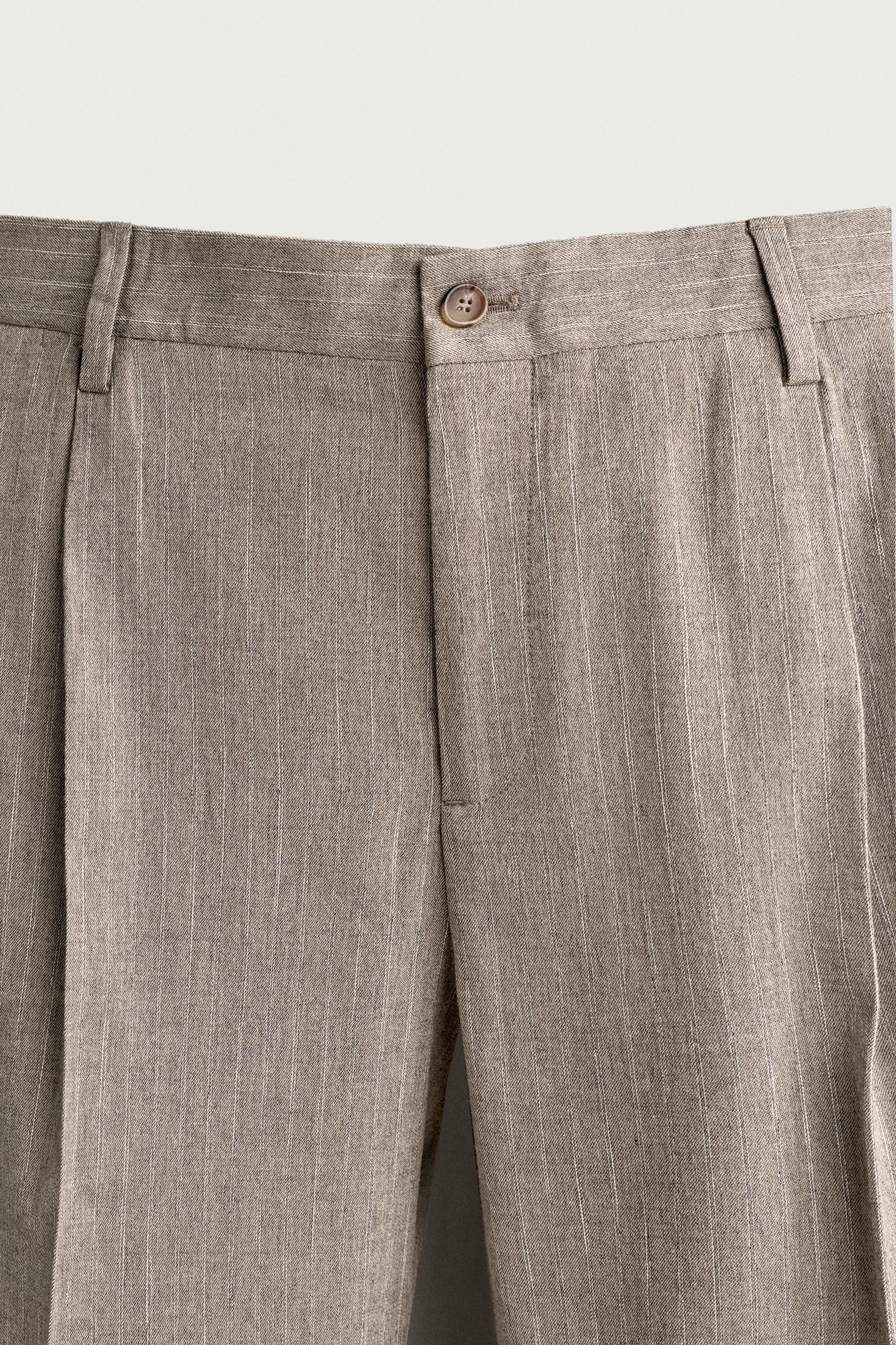 REGULAR FIT PINSTRIPE SUIT TROUSERS